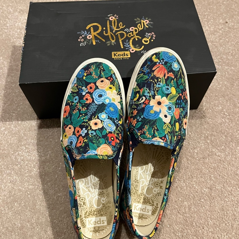 Keds Rifle Paper Co Slip-On Double Deck Sneakers - Garden Black/Multicolor